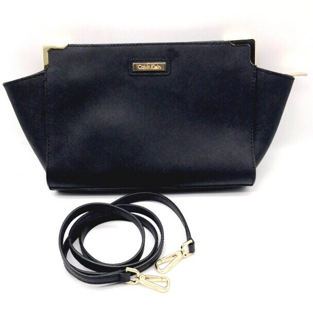 🌸CALVIN KLEIN black Saffiano leather bag